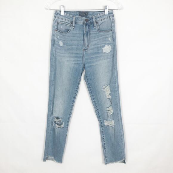 Abercrombie & Fitch High-Rise Distressed Blue Jeans - Picture 1 of 11
